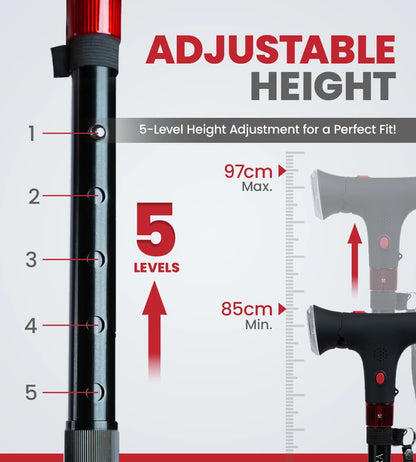 Folding Walking Stick with LED Light and Alarm.(BUY 1 GET ONE FREE)