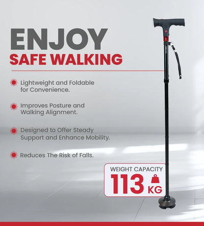 Folding Walking Stick with LED Light and Alarm.(BUY 1 GET ONE FREE)