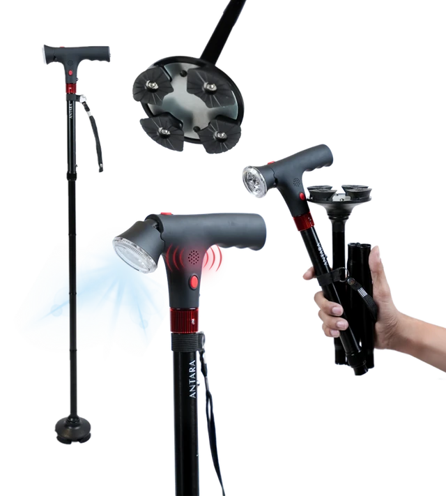 Folding Walking Stick with LED Light and Alarm.(BUY 1 GET ONE FREE)