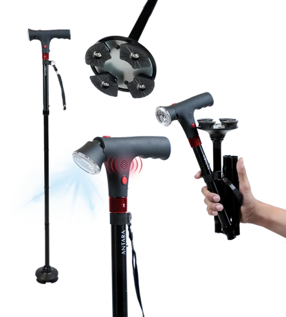Folding Walking Stick with LED Light and Alarm.(BUY 1 GET ONE FREE)