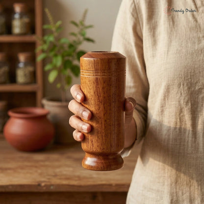 Vijaysar Glass Wooden Tumbler for Diabetes Control