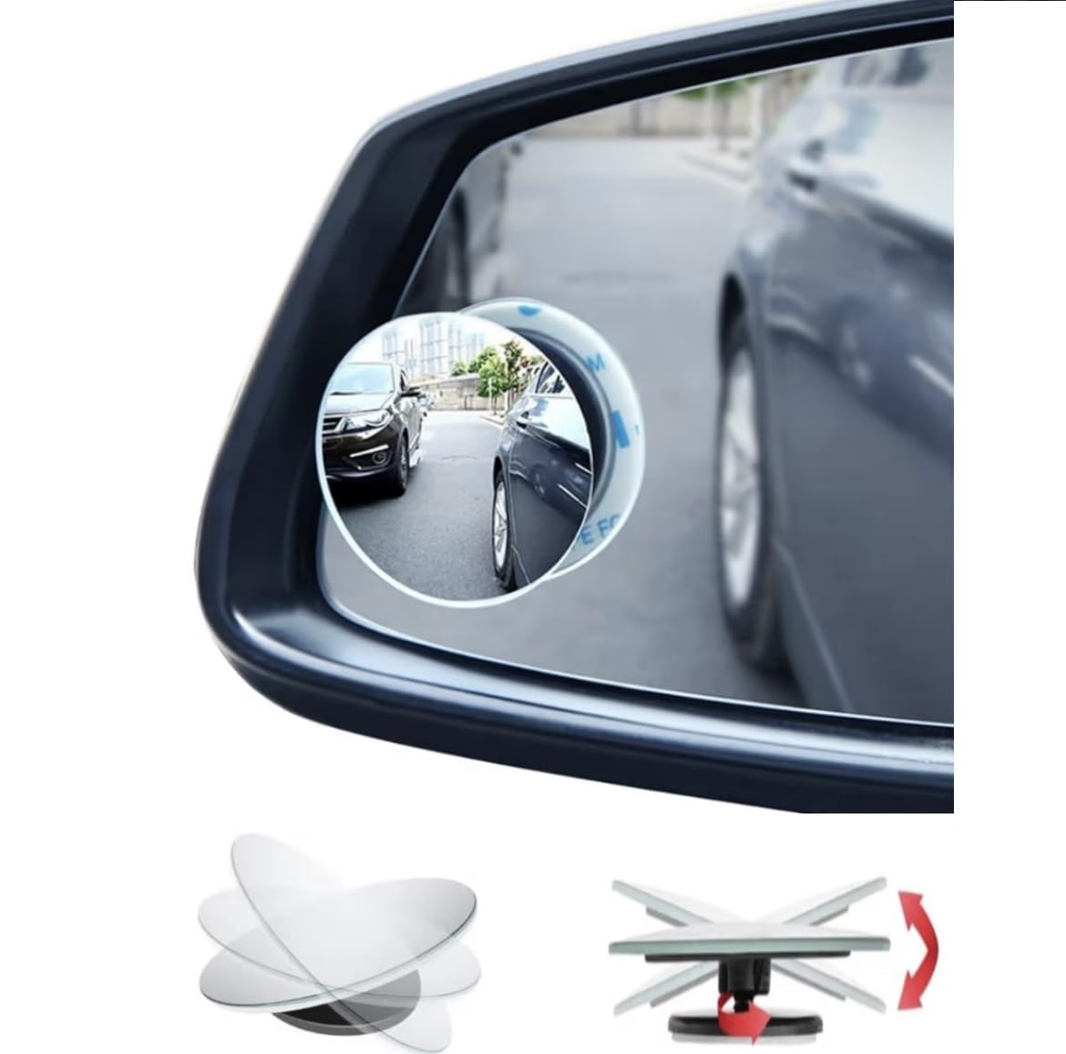 Blind Spot Mirrors For Cars - Waterproof 360°Rotatable HD Convex Rear View Mirror-Mirror Accessories- Universal (pack of 2)