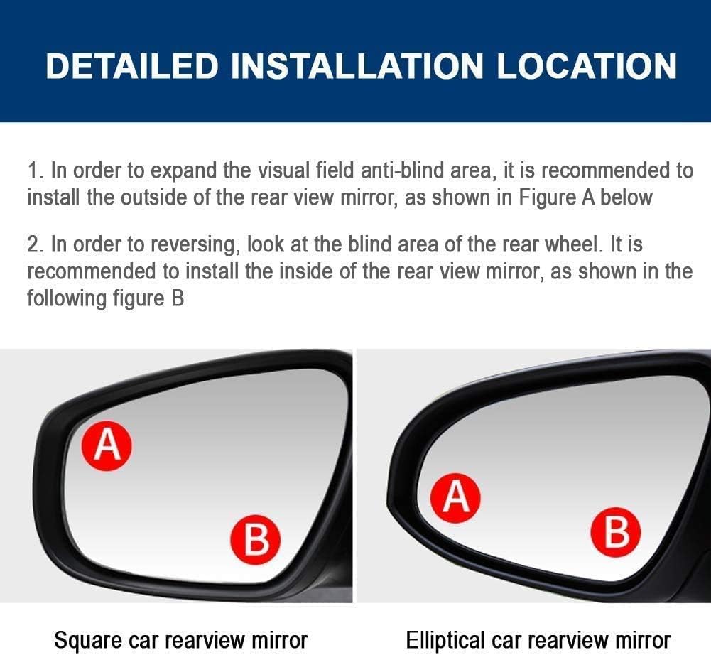 Blind Spot Mirrors For Cars - Waterproof 360°Rotatable HD Convex Rear View Mirror-Mirror Accessories- Universal (pack of 2)
