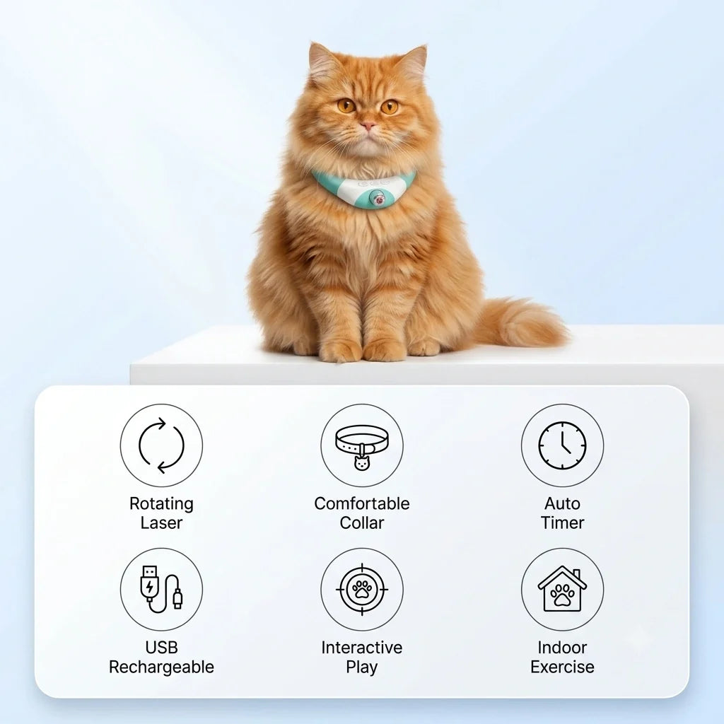 LaserChase™ - Interactive Cat Laser Collar | Active Indoor Play | Hands-Free