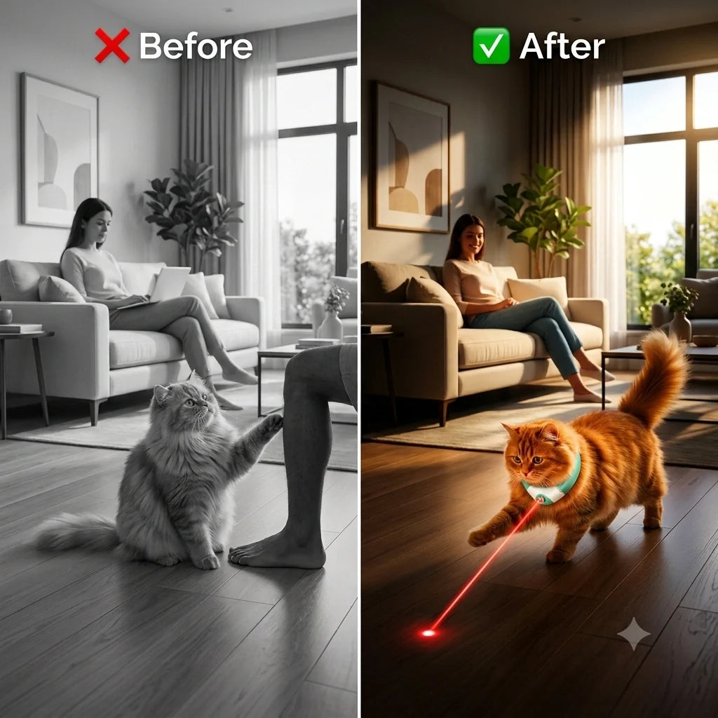 LaserChase™ - Interactive Cat Laser Collar | Active Indoor Play | Hands-Free