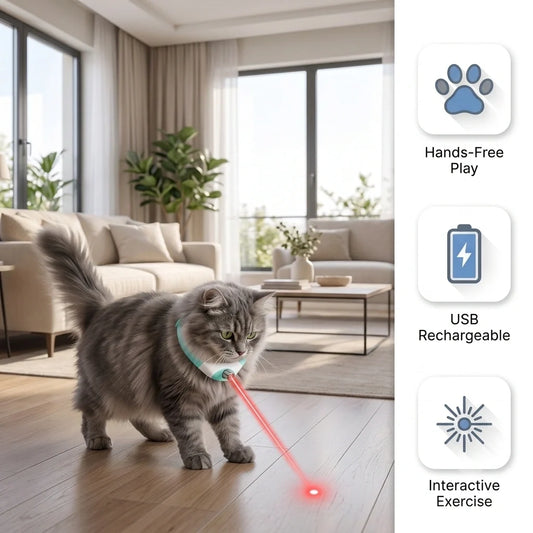 LaserChase™ - Interactive Cat Laser Collar | Active Indoor Play | Hands-Free