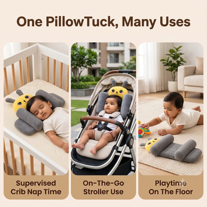 HeadHug™ - Baby Head Support Pillow | Adjustable Ergonomic Fit | Soft Cotton Comfort