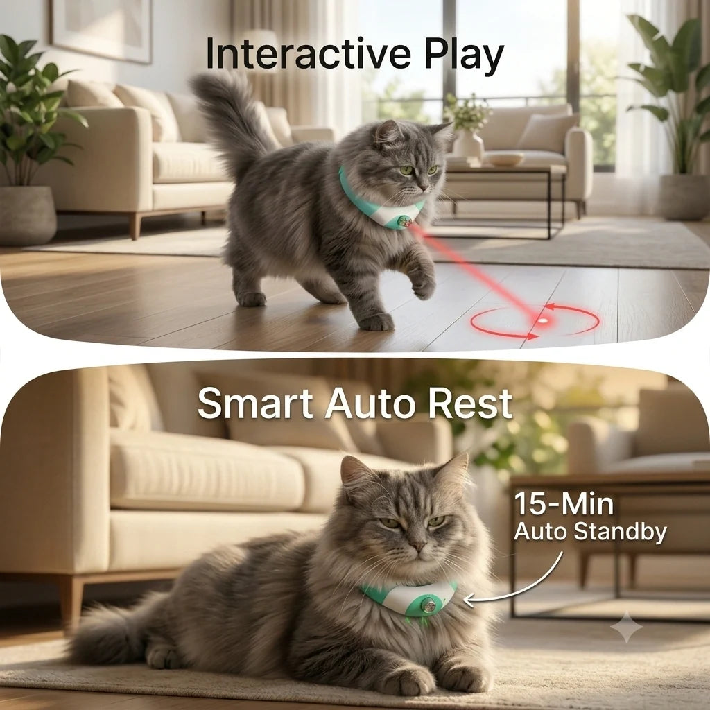 LaserChase™ - Interactive Cat Laser Collar | Active Indoor Play | Hands-Free
