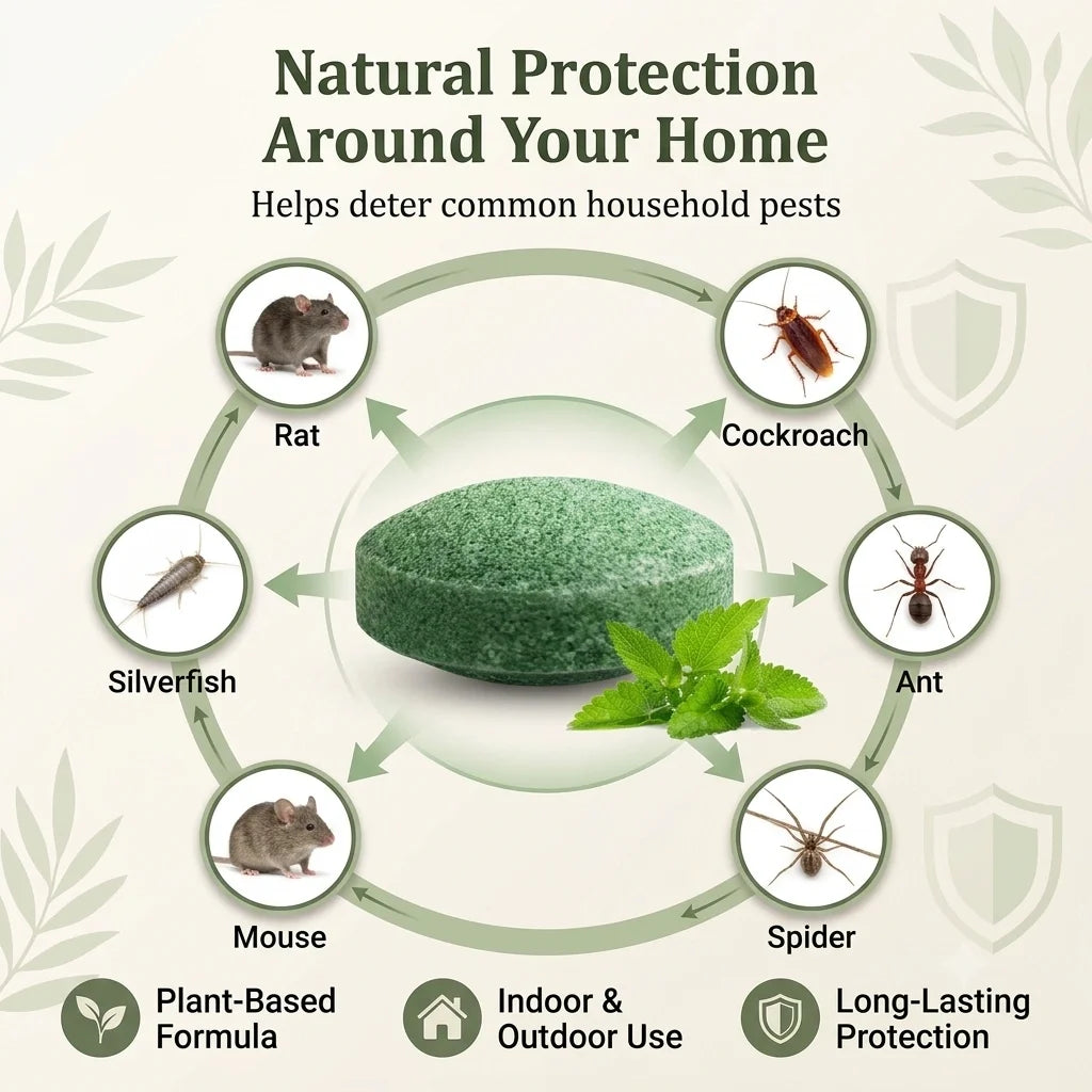 HomePestGuard™ - Rodent & Pest Repellent Tablets | Peppermint Infused | No-Kill Formula | Upto 30 Days Protection
