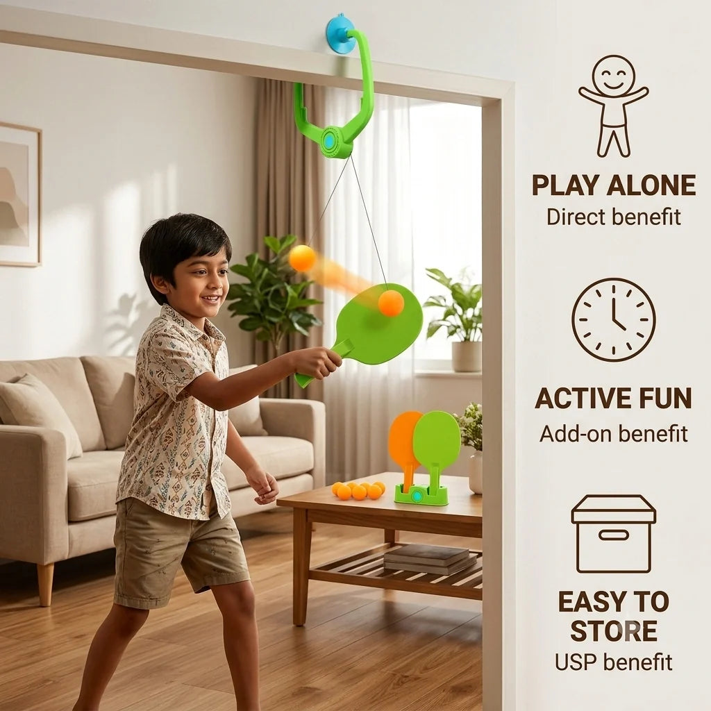 SoloPong™ - Rebound Table Tennis Trainer | Solo Practice | Hand-Eye Coordination | Portable