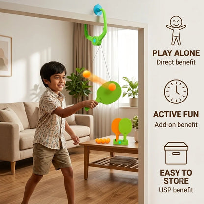 SoloPong™ - Rebound Table Tennis Trainer | Solo Practice | Hand-Eye Coordination | Portable