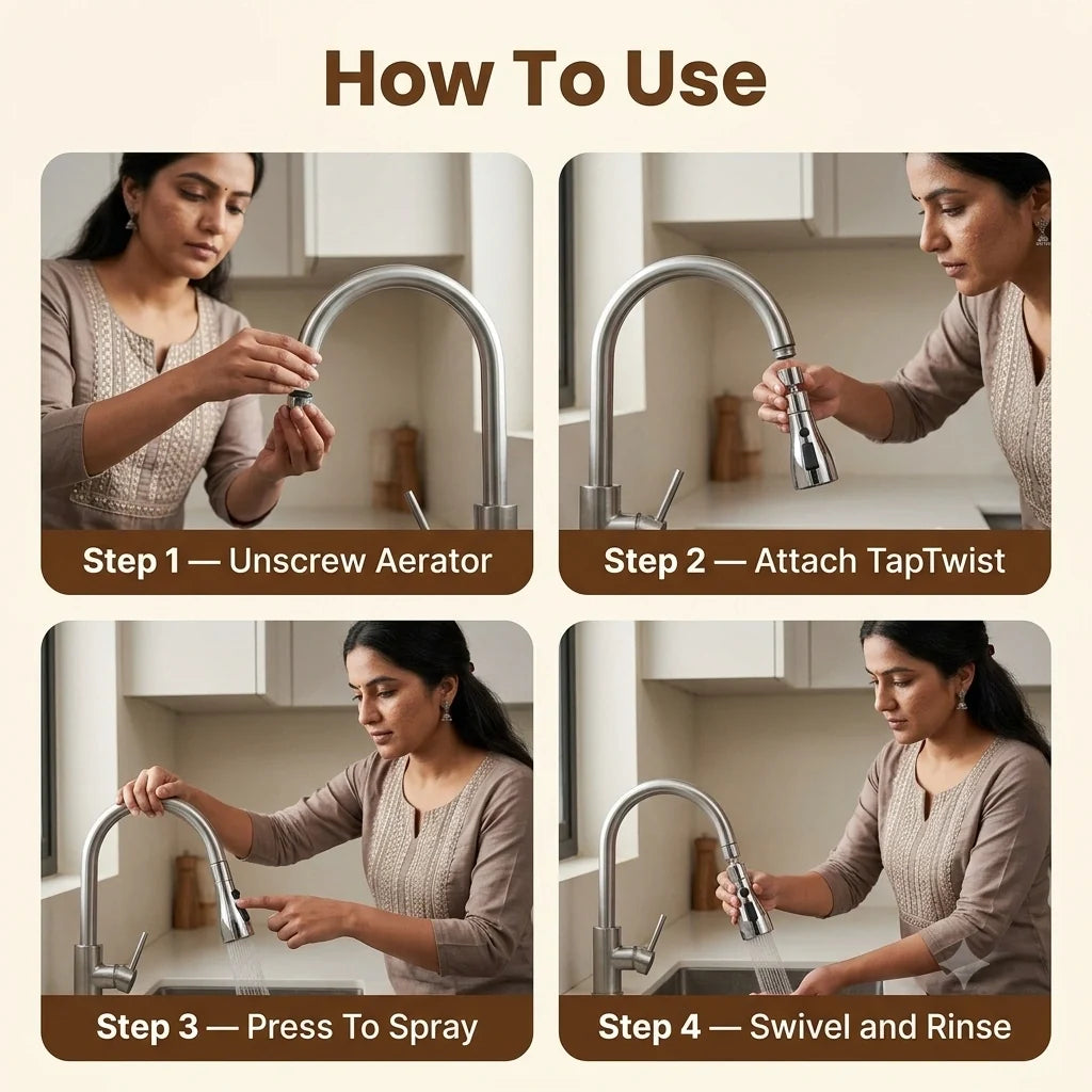 TapTwistJet™ -  Water Nozzle | Adjustable Angle | Quick Connect | Easy Cleaning