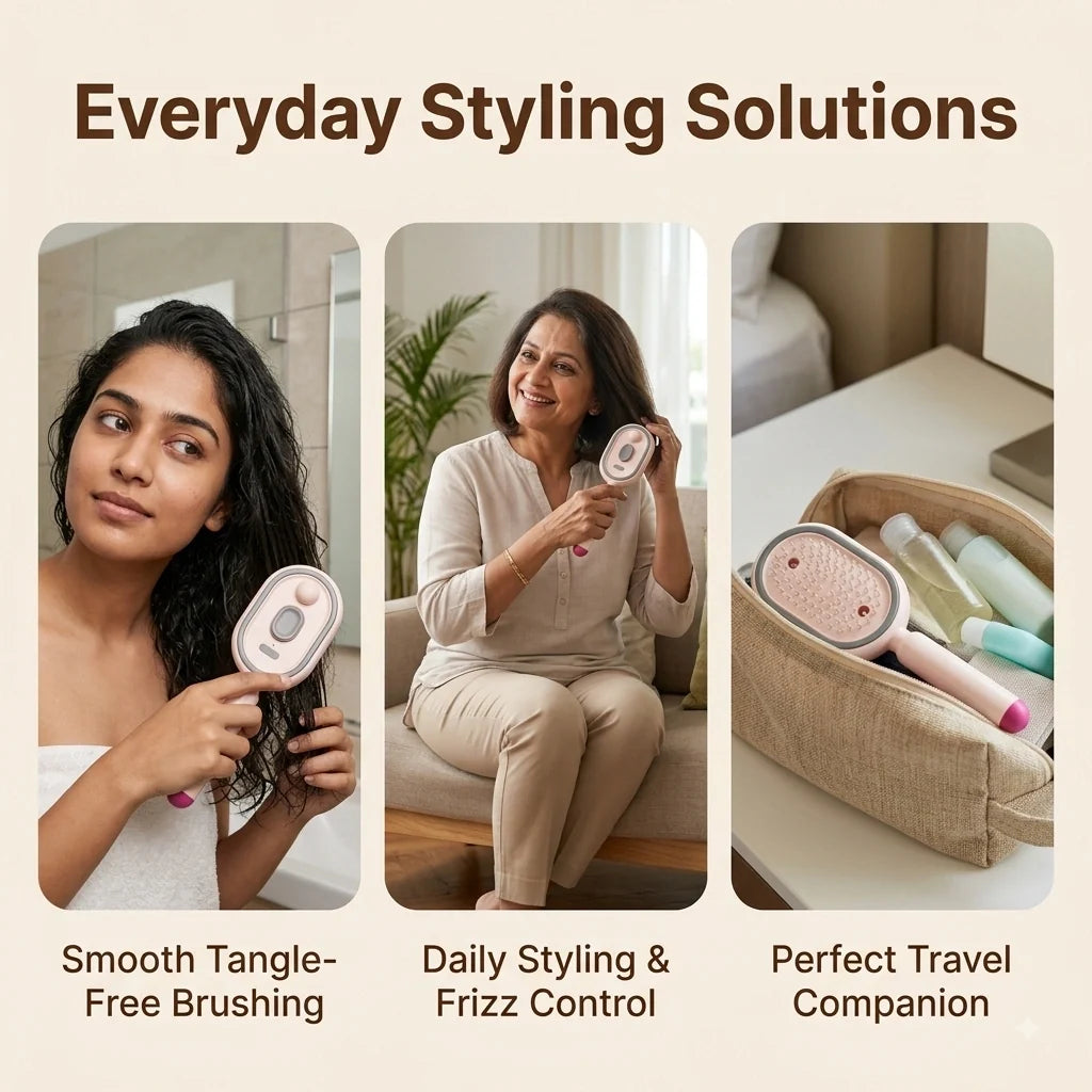 AirComb™ — Electric Steam Brush | Lightweight ABS Design | Air-Padded Massage