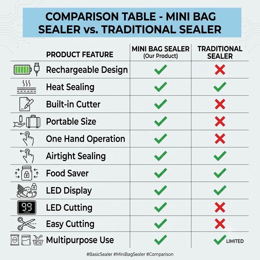 FreshSeal™ - 2in1 bag sealer & cutter | rechargeable | LED Display | Portable