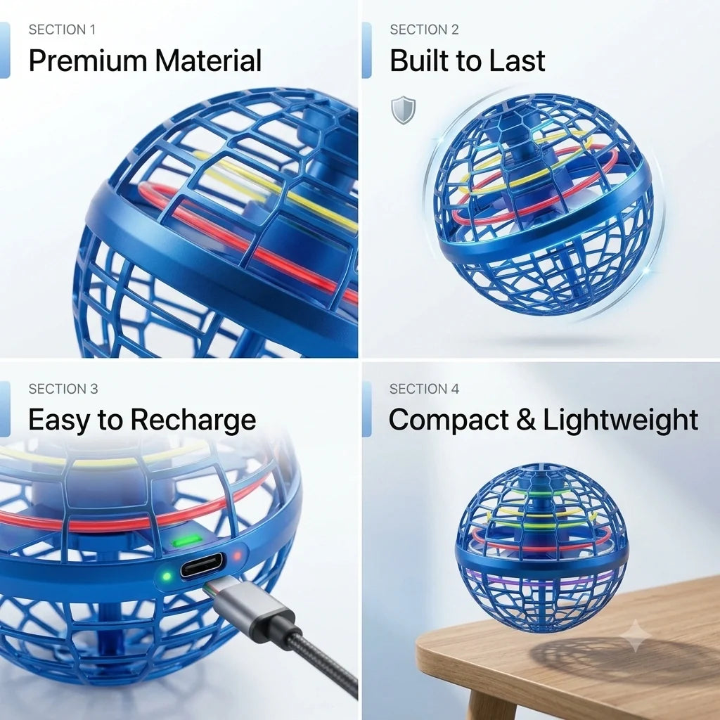 AeroSpin™ - Boomerang LED Ball | Sensor Hover | Auto-Return | Kid Safe