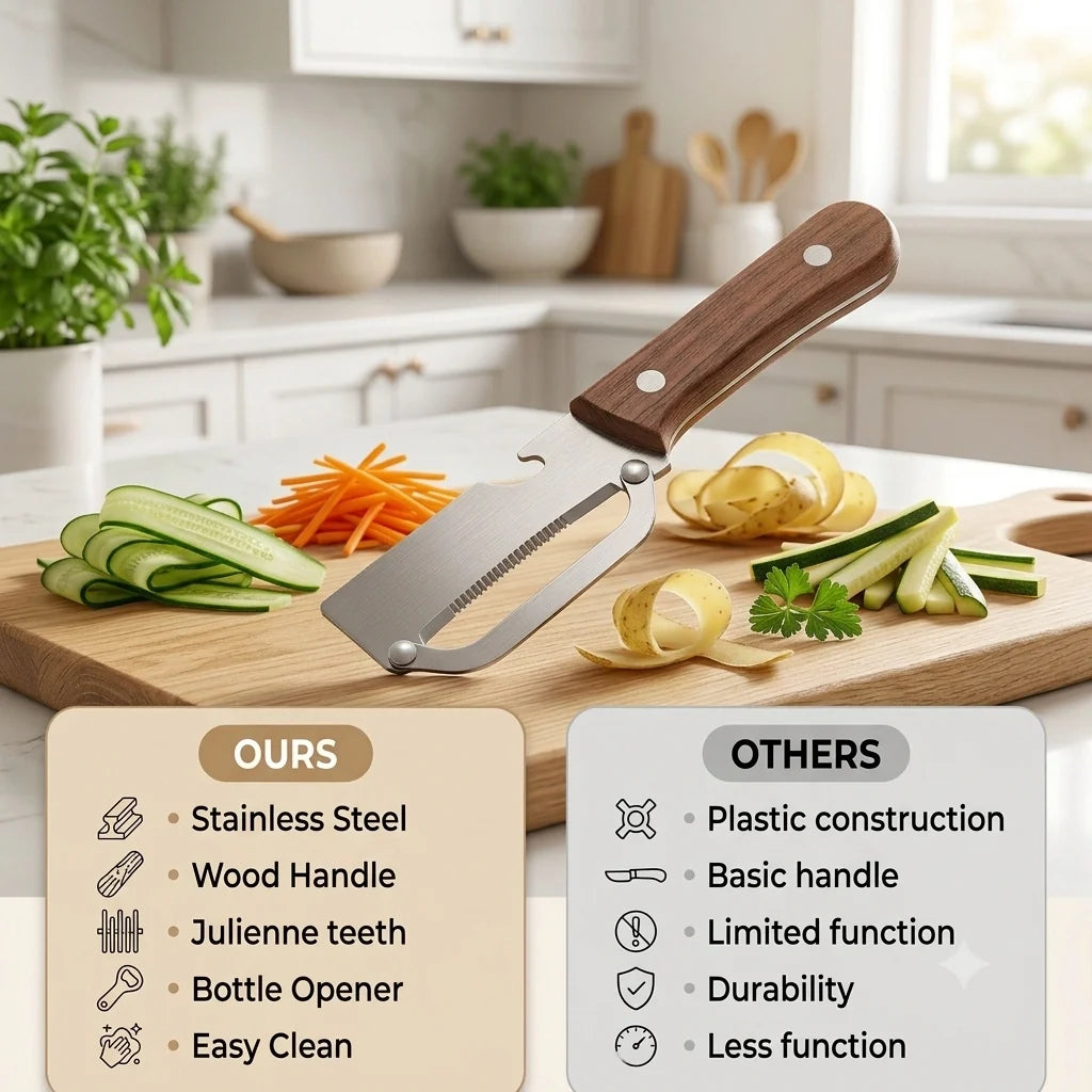 FreshPeel™ -2in1 Vegetable Peeler + Bottle Opener | Clean Peeling | Stainless Steel Blade