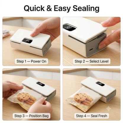 FreshSeal™ - 2in1 bag sealer & cutter | rechargeable | LED Display | Portable
