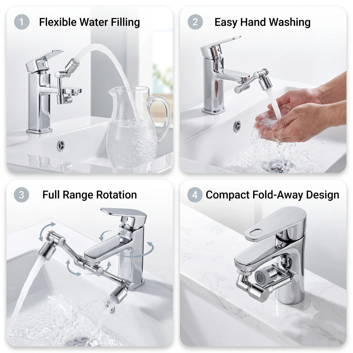 RotatingTapExtension™ -  Multi-Mode Water Flow | 3-Way Spray Head | Rust Resistant