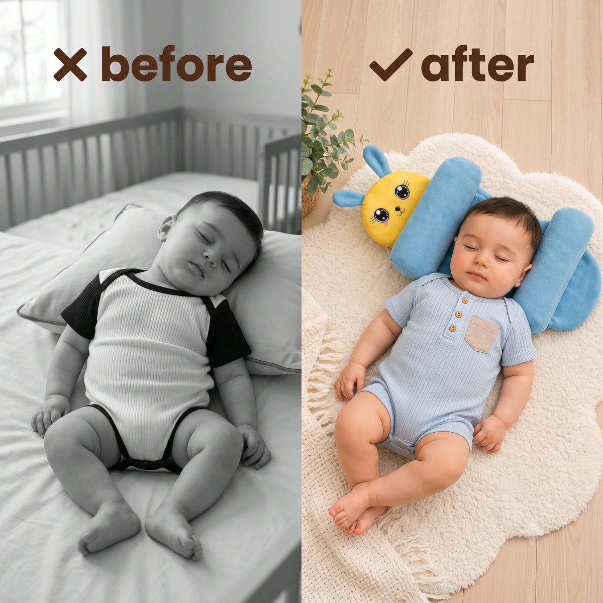 HeadHug™ - Baby Head Support Pillow | Adjustable Ergonomic Fit | Soft Cotton Comfort