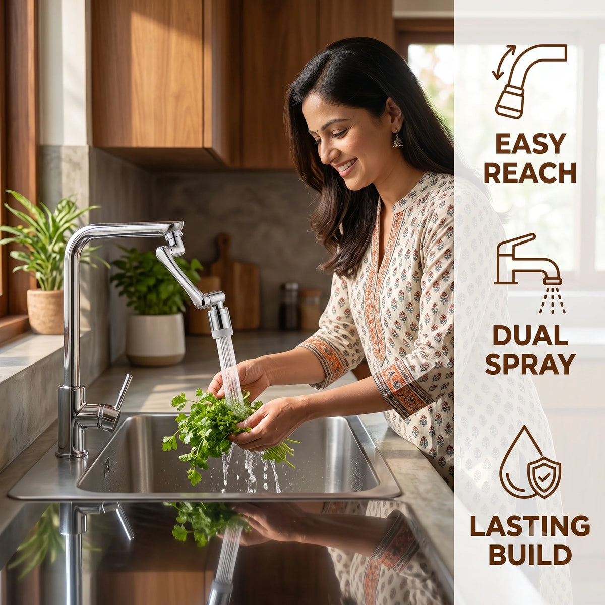 RotatingTapExtension™ -  Multi-Mode Water Flow | 3-Way Spray Head | Rust Resistant