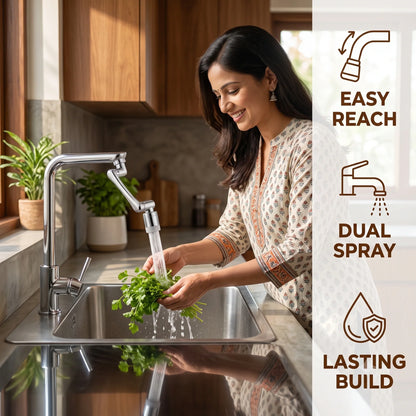 RotatingTapExtension™ -  Multi-Mode Water Flow | 3-Way Spray Head | Rust Resistant