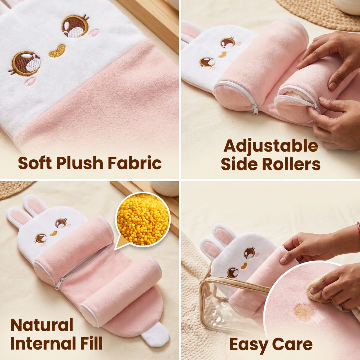 HeadHug™ - Baby Head Support Pillow | Adjustable Ergonomic Fit | Soft Cotton Comfort