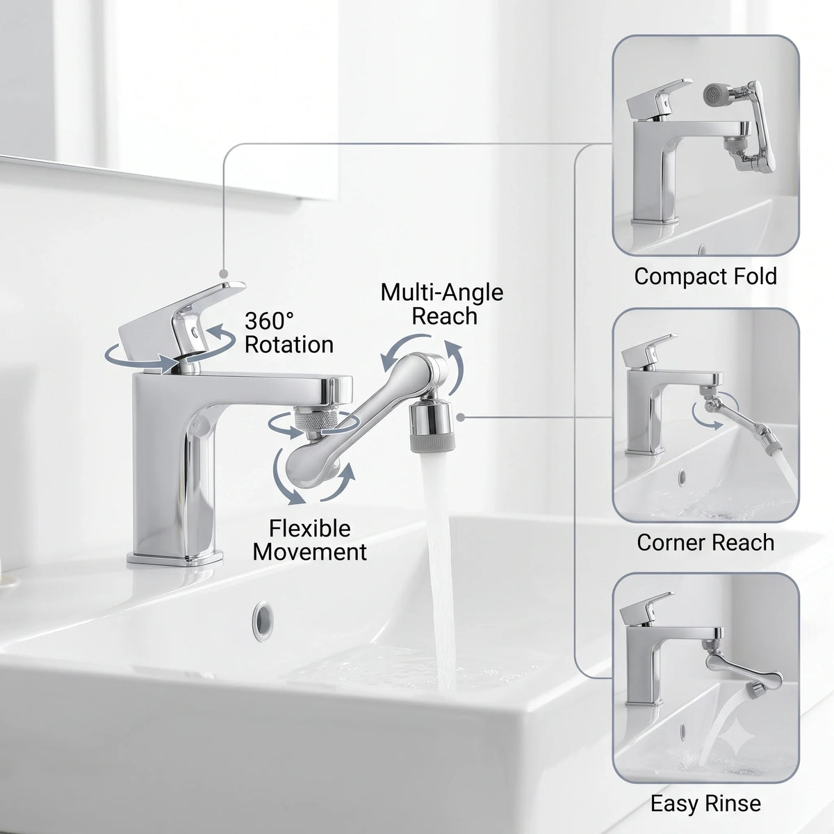 RotatingTapExtension™ -  Multi-Mode Water Flow | 3-Way Spray Head | Rust Resistant