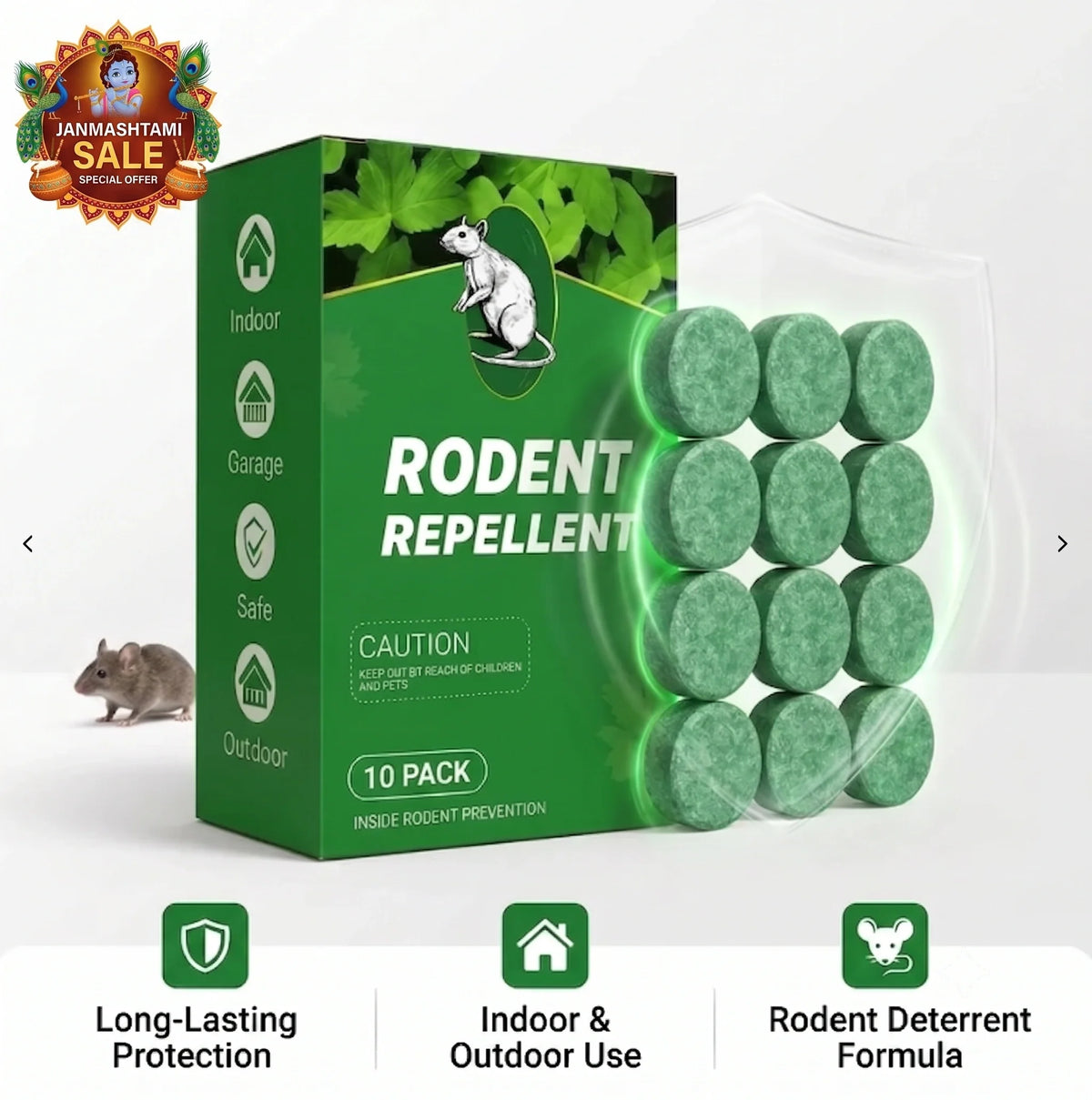 HomePestGuard™ - Rodent & Pest Repellent Tablets | Peppermint Infused | No-Kill Formula | Upto 30 Days Protection