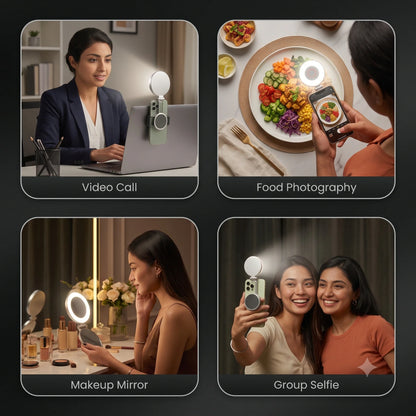 RotateEase™ -Magnetic Selfie LED Light | Built-In Mirror | 3 Light Modes | 360° Rotation