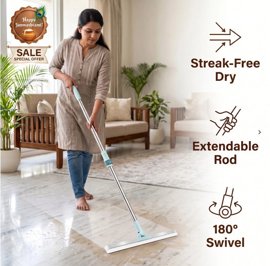 FlexiWipe™ — Multipurpose Wiper | Extendable-Rod | Silicon Blade | 180° Head