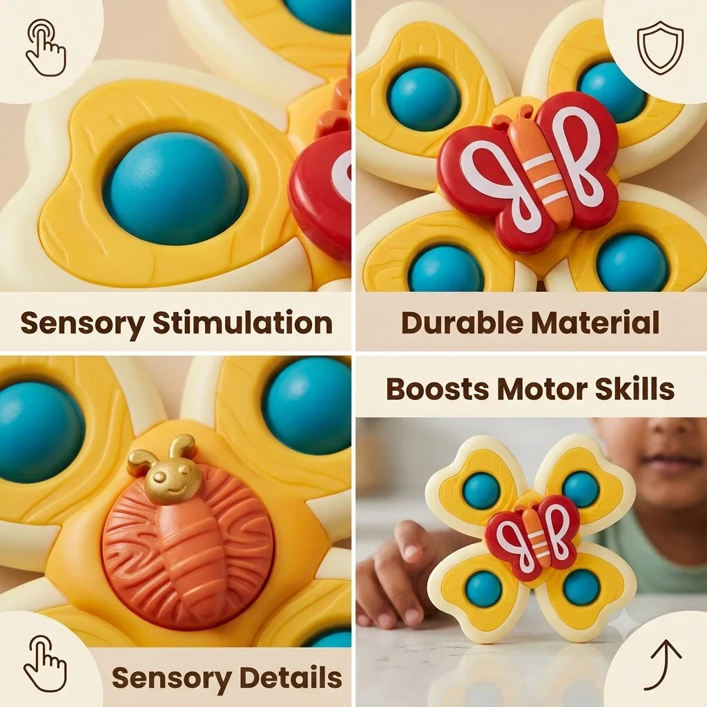 HappySpin™ - Colourful Interactive Baby Toy | Sensory Stimulation | Easy Stick & Spin
