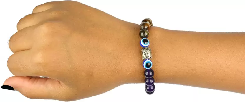 Nazar Suraksha Bracelet| Lab Certified | – Tiger Eye, Amethyst & Evil Eye (Daily Wear, Unisex)
