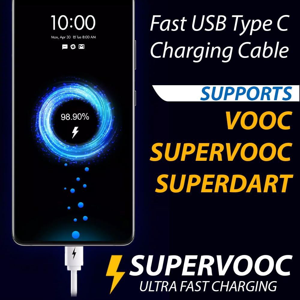 APFEN® 100W Fast Charging Cable Compatible With Realme 14/14Pro/13/13Pro/12/12Pro/11/11Pro/10/10Pro/9/9Pro/ Narzo N61/Narzo N65/Narzo 60/Narzo N53 (All Series)