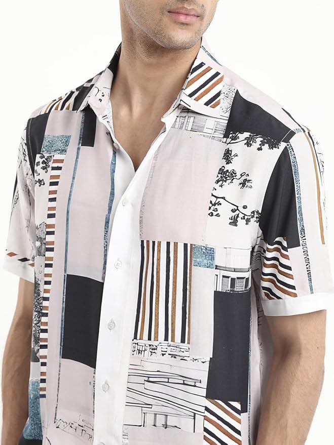 Rare Rabbit Boxy fit Abstract Print Shirt