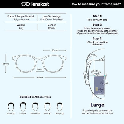 Vincent Chase By Lenskart | Full Rim Square | Polarized Stylish Sunglasses | 100% UV Protected | For Men & Women