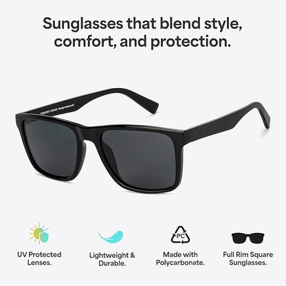 Vincent Chase By Lenskart | Full Rim Square | Polarized Stylish Sunglasses | 100% UV Protected | For Men & Women