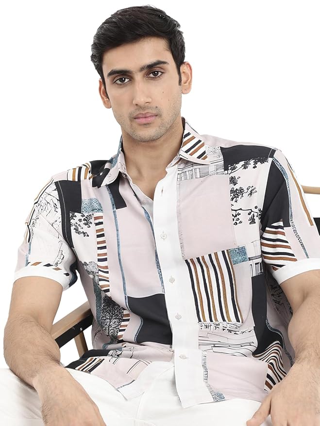 Rare Rabbit Boxy fit Abstract Print Shirt