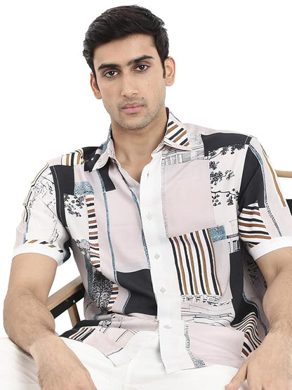 Rare Rabbit Boxy fit Abstract Print Shirt