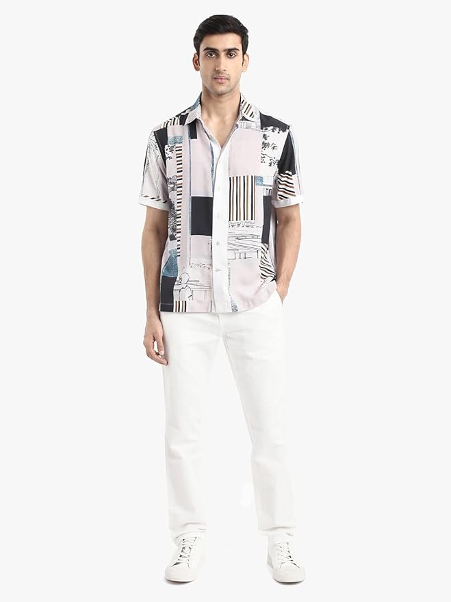 Rare Rabbit Boxy fit Abstract Print Shirt
