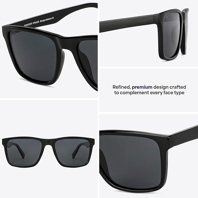 Vincent Chase By Lenskart | Full Rim Square | Polarized Stylish Sunglasses | 100% UV Protected | For Men & Women