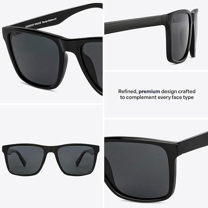 Vincent Chase By Lenskart | Full Rim Square | Polarized Stylish Sunglasses | 100% UV Protected | For Men & Women
