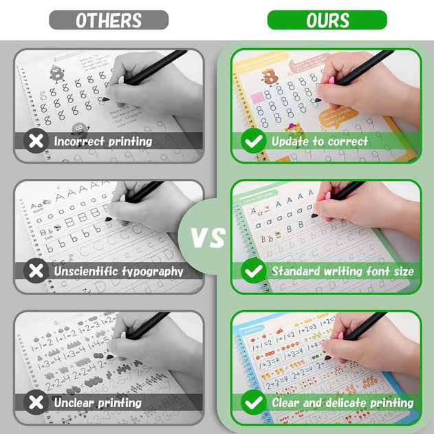 Kid's Magic Reusable CopyBook (10 Refill, 4 Book, 1 Pen, 1 Grip) ⭐⭐⭐⭐⭐ (224 reviews)4.8 Rated By Our Customers