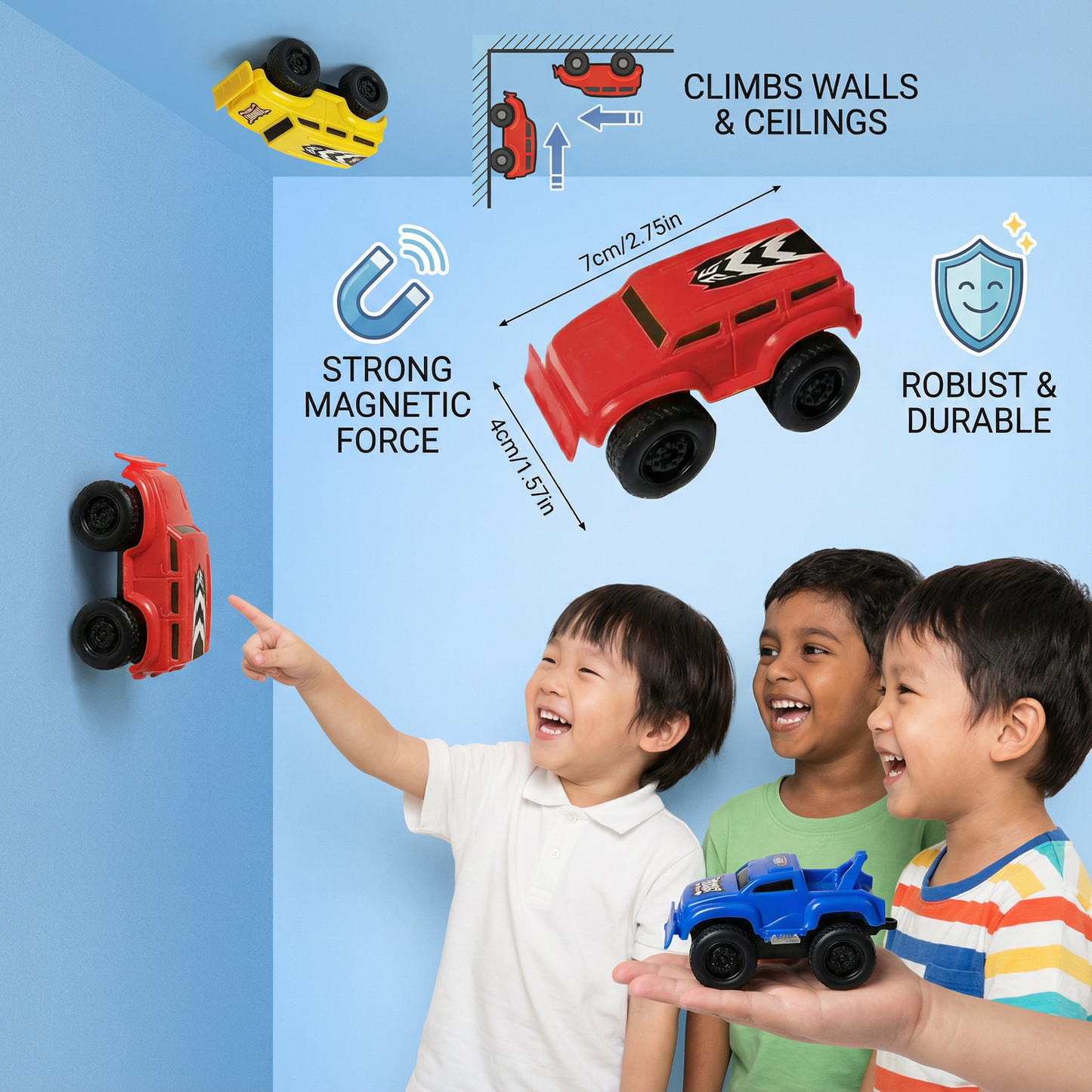 Magnetic Wall Climbing Cars( Pack of 5 )