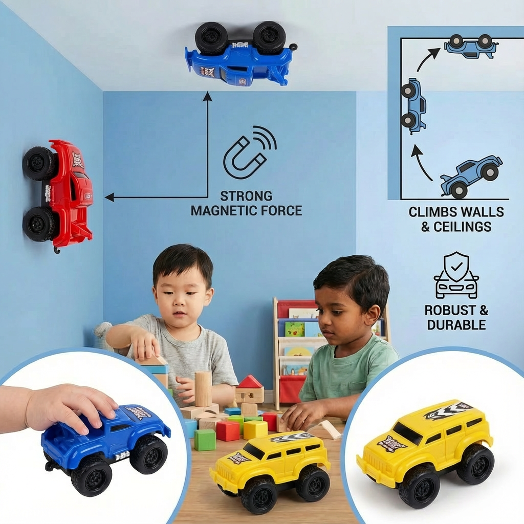 Magnetic Wall Climbing Cars( Pack of 5 )